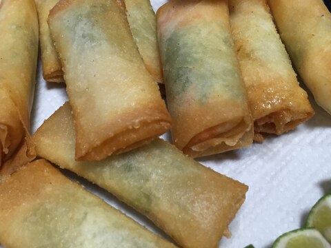 モッツァレラチーズで明太春巻き
